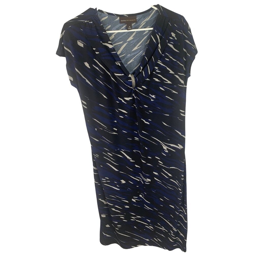 Dana Buchman Womens Dress Size Medium Black Blue Multi Color Office Church Work
